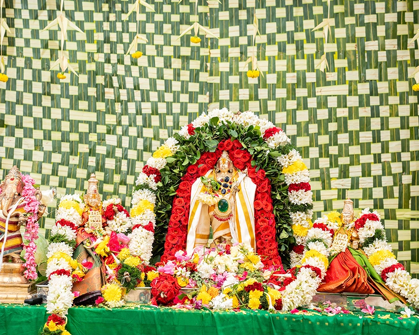 Peaceful banquet temple setting ideal for auspicious events, prayers, rituals & family ceremonies