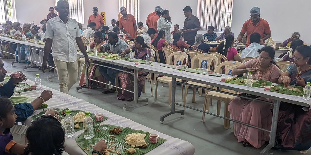 Comfortable dining space arranged neatly to serve guests efficiently during weddings and family events