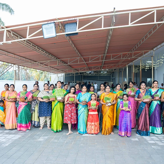 Family members gathering together to celebrate joyful moments, traditions, and special occasions