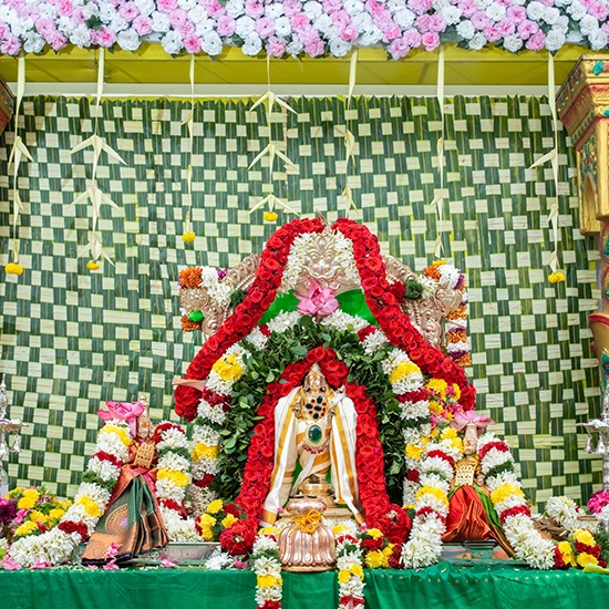 Divine god darshan moment during sacred rituals creating spiritual peace and blessings for devotees