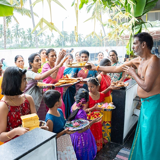 People respectfully receiving blessings from elders during cultural family rituals & auspicious ceremonies